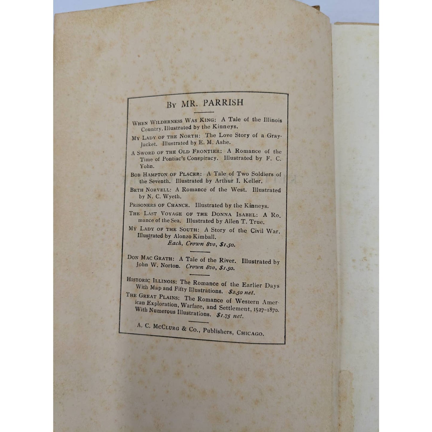 Keith Of The Border A Tale Of The Plains By Randall Parrish Antiquarian 1910