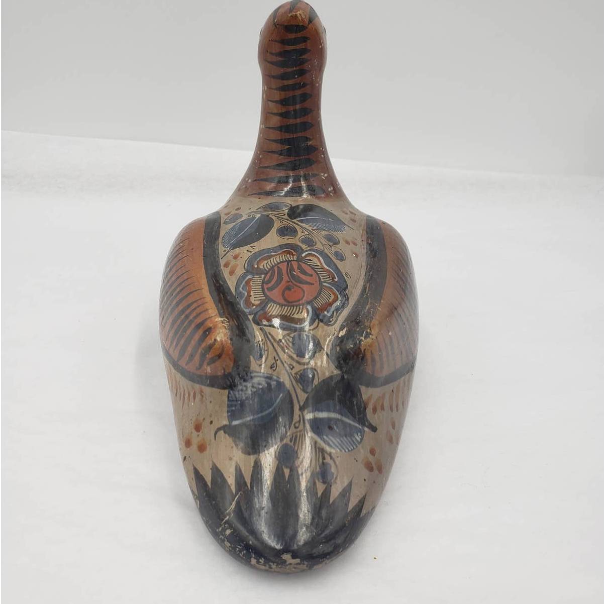 Vintage Duck Mexico Folk Art Pottery Floral Design