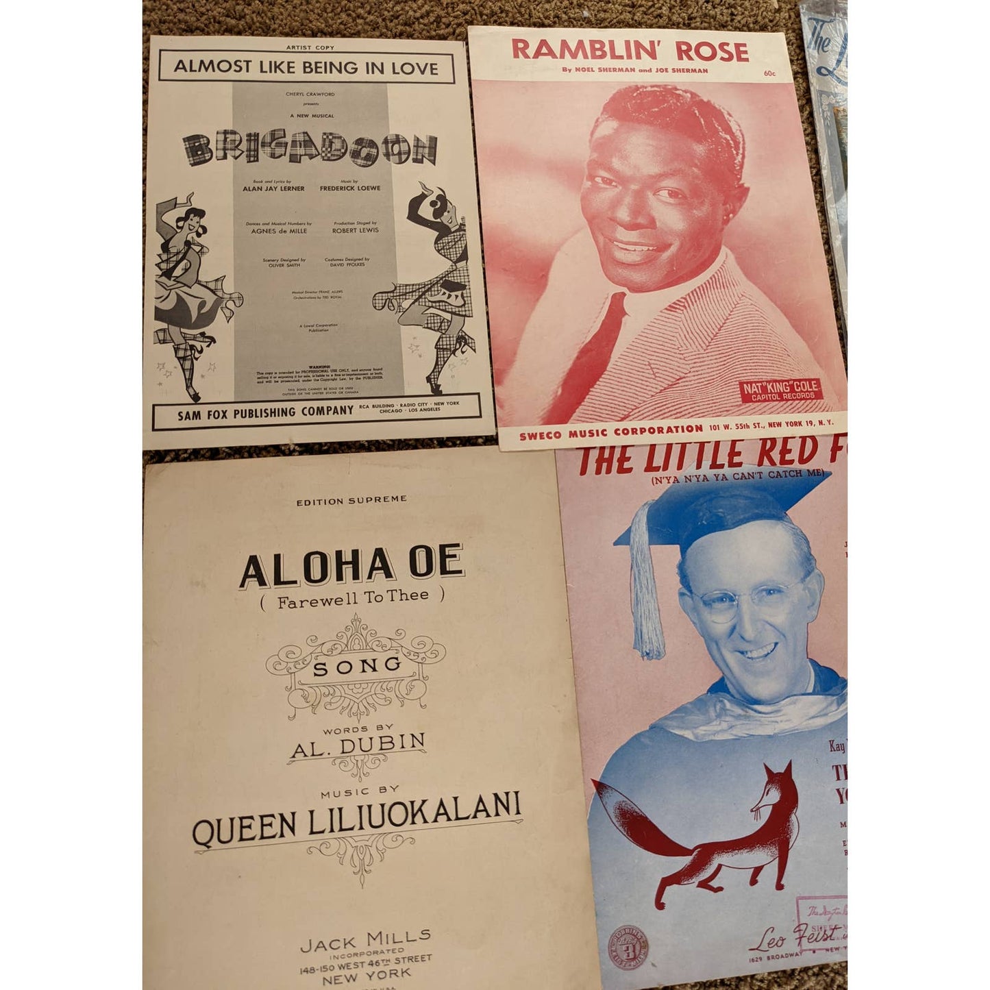 Vintage Lot Sheet Music 1920s-1960s Ramblin Rose, Land of Broken Dreams
