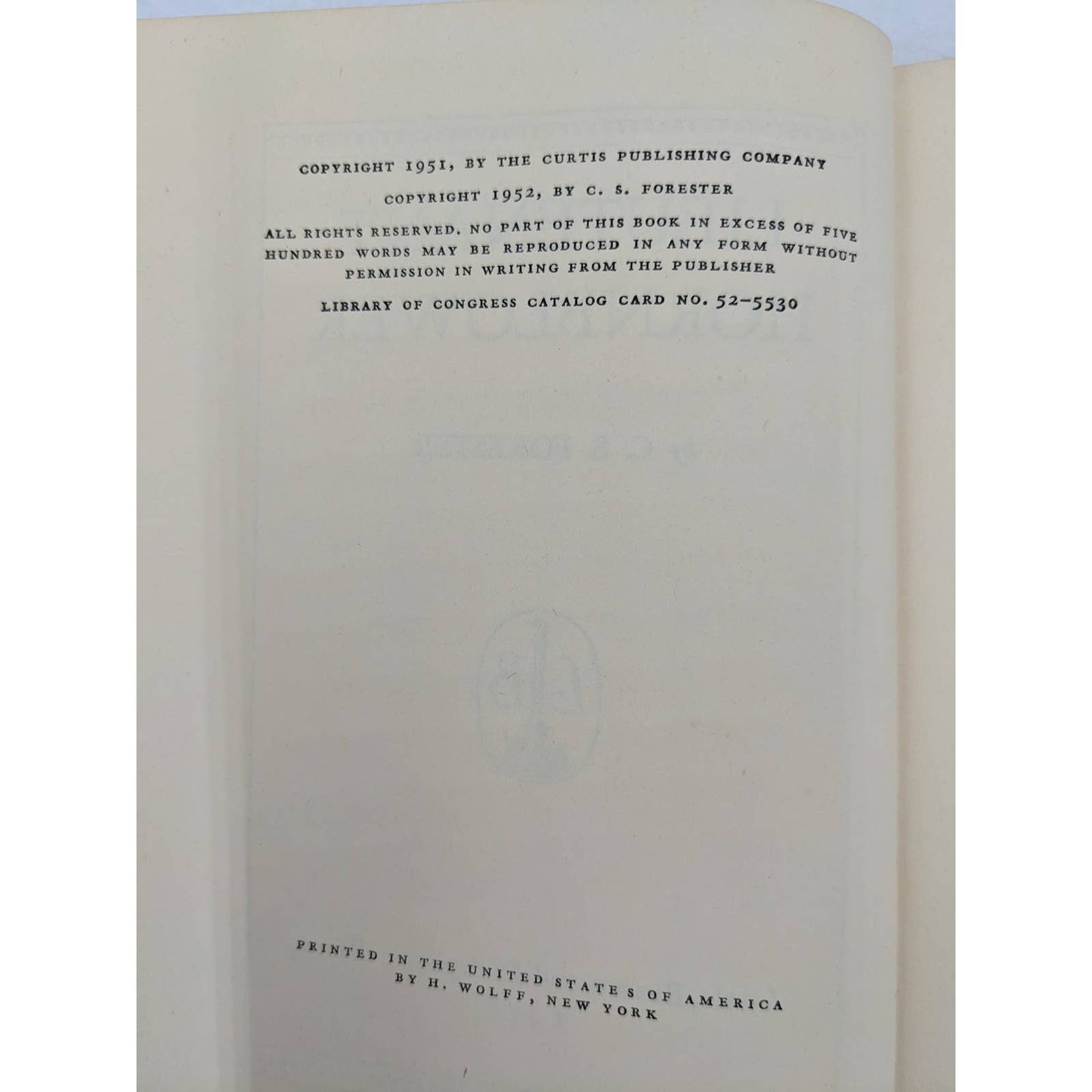 Lieutenant Hornblower C.S. Forester Sea Adventure Fiction Vintage Hardcover 1952