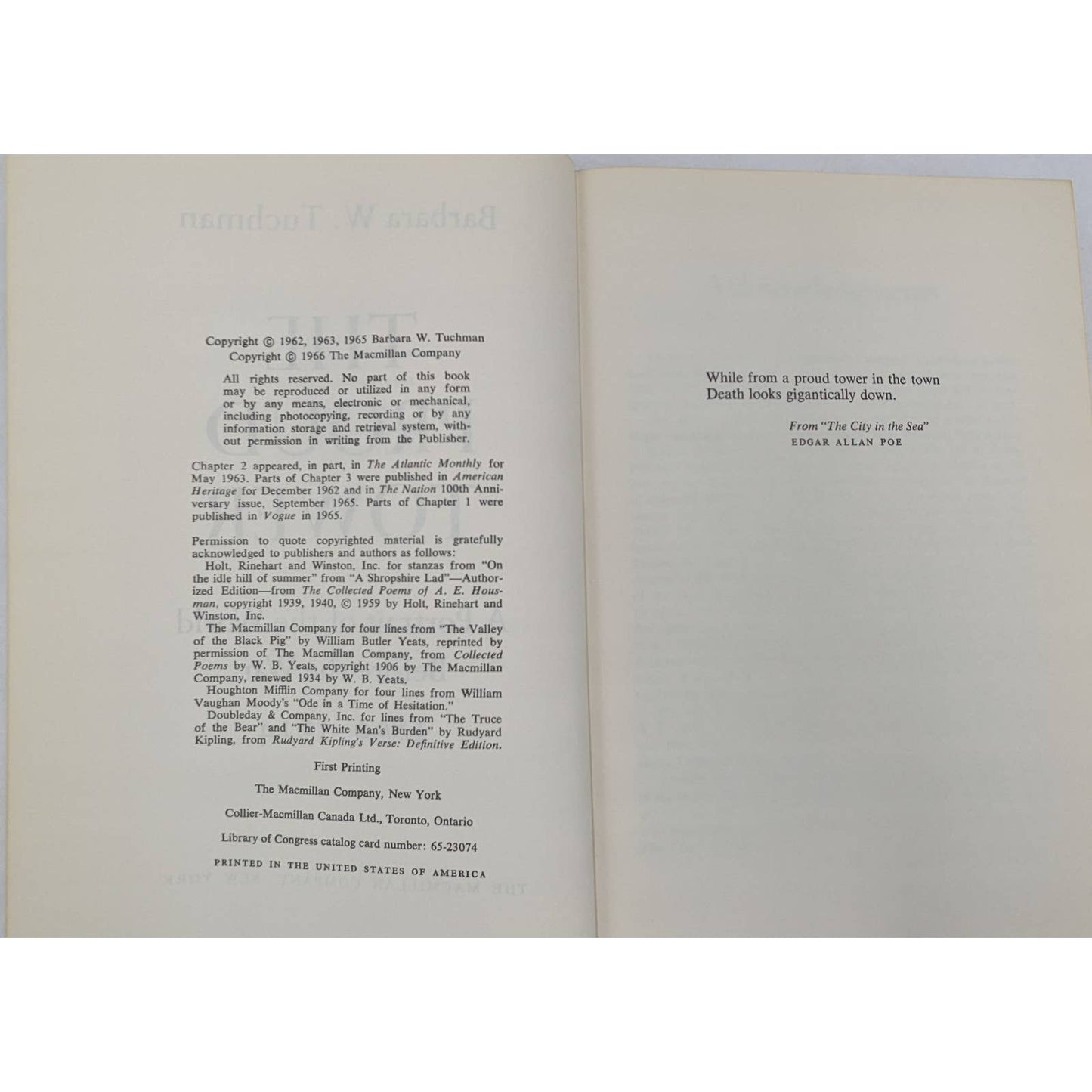 The Proud Tower A Portrait Of The World Before The War By Barbara W. Tuchman