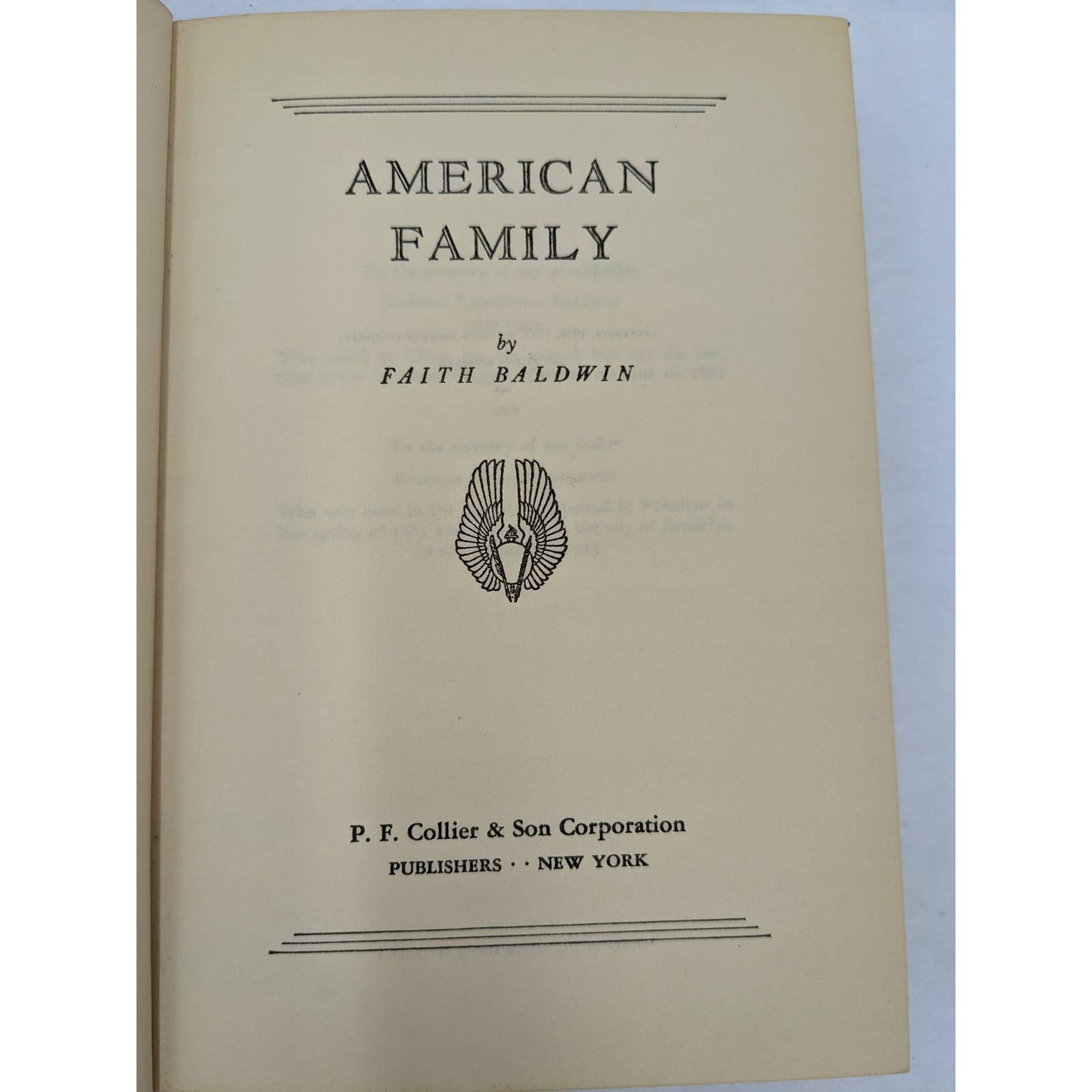 American Family By Faith Baldwin Period 1862-1917 Hardcover Vintage Novel 1935