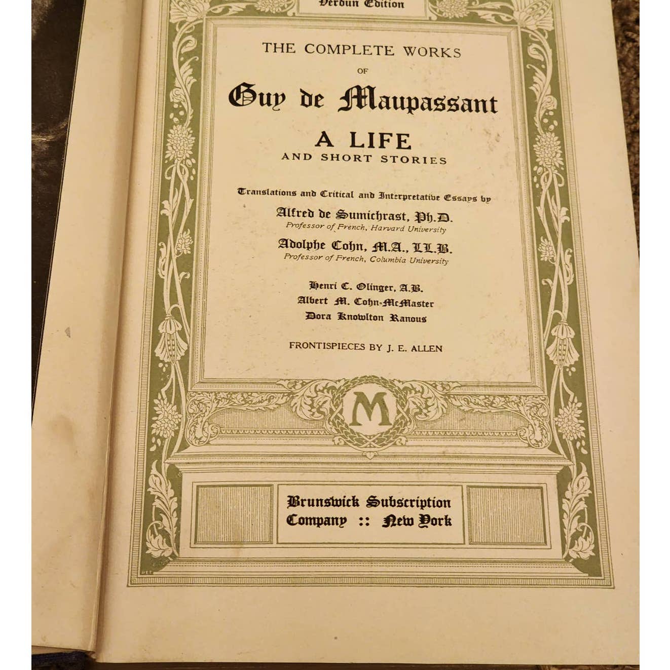Antiquarian 1917 Complete Works Of Guy De Maupassant Verdun Edition 14 Volumes