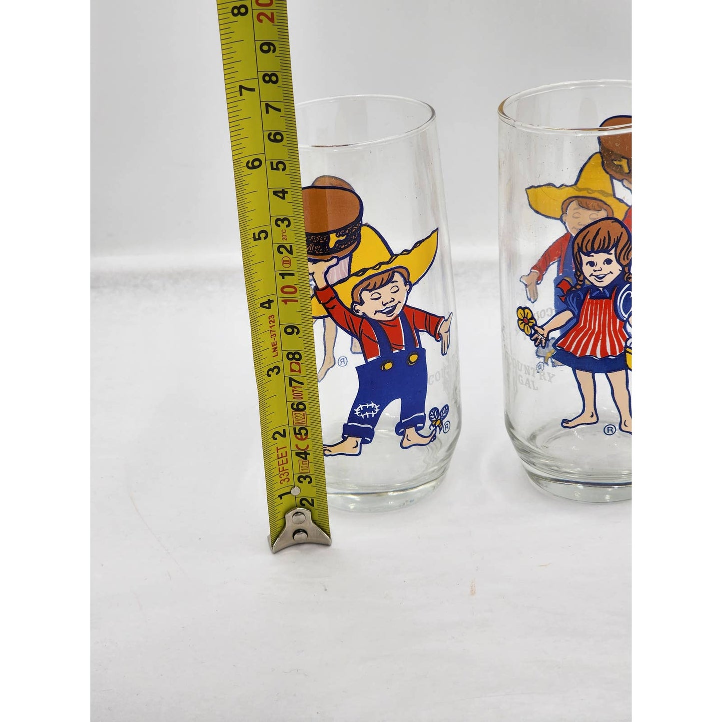Pepsi Country Kitchen Country Gal Country Boy Advertising Drinking Glasses Set 4