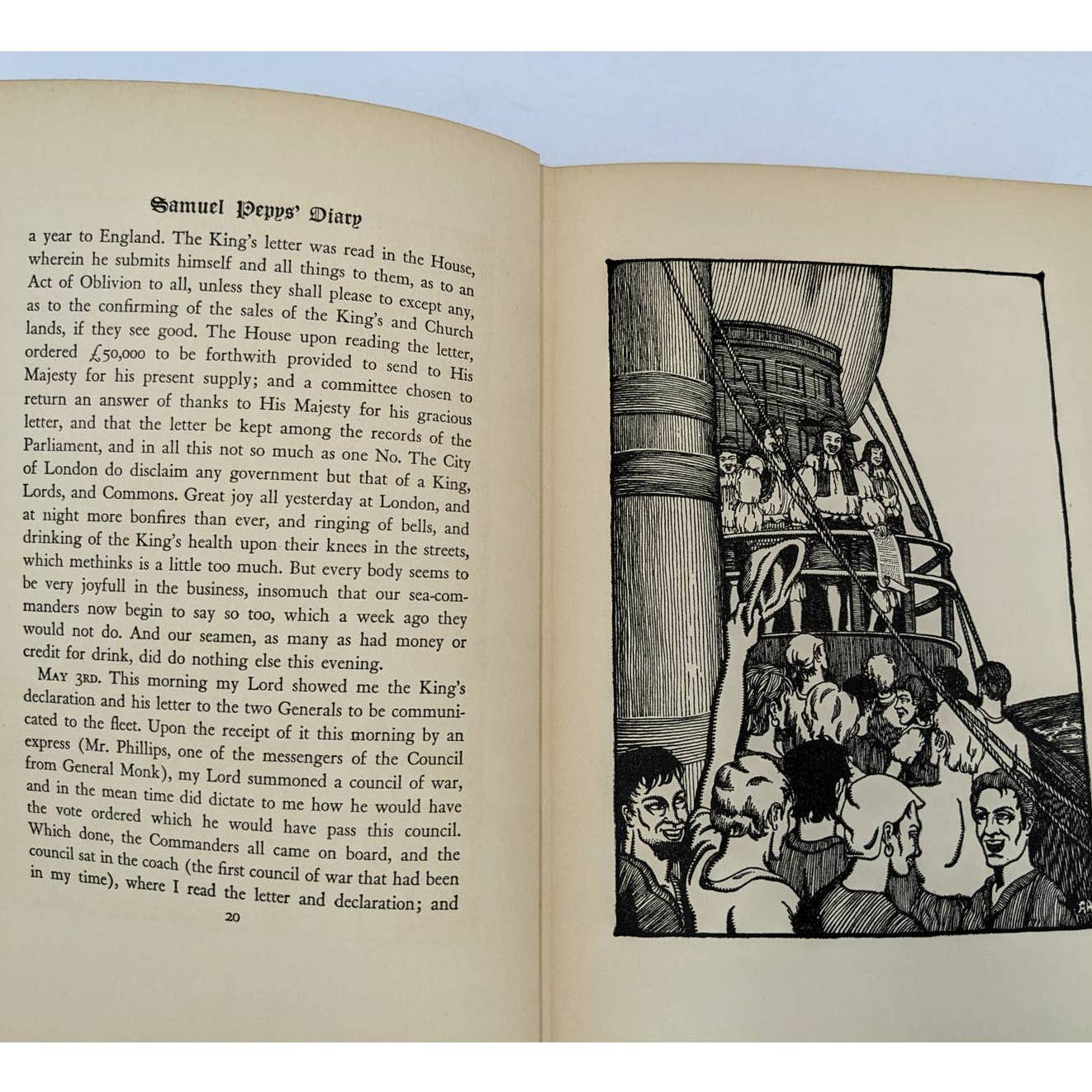 Samuel Pepys' Diary Royal Navy Member of Parliament Vintage Hardcover 1932