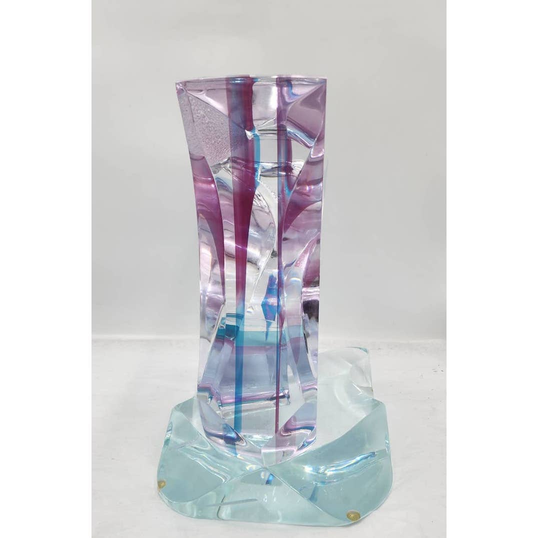 Large Lucite Sculpture Signed Mid Century Modern Multi Colored Acrylic 19lb 13"