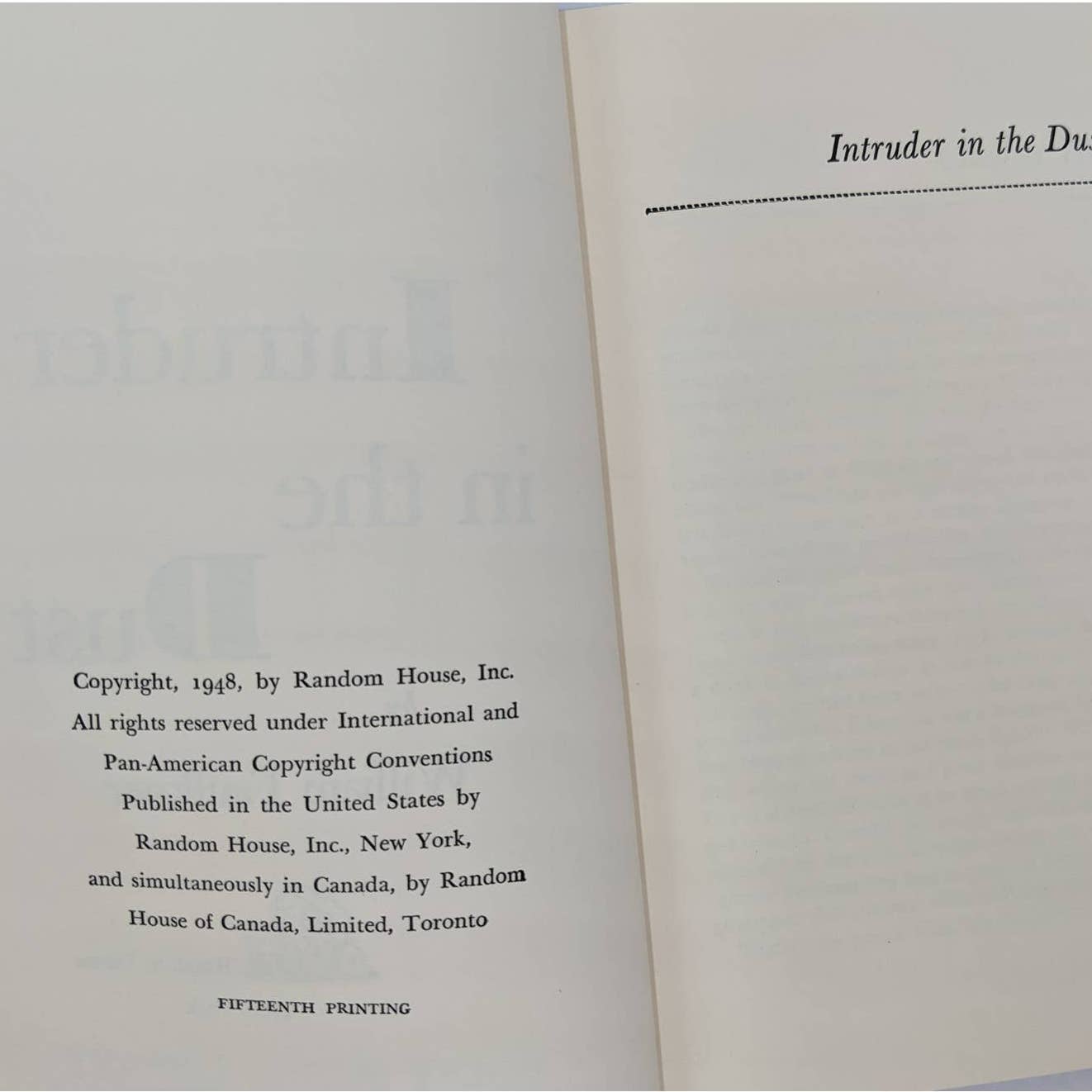 Intruder In The Dust William Faulkner Vintage Early Edition Gothic Fiction 1948
