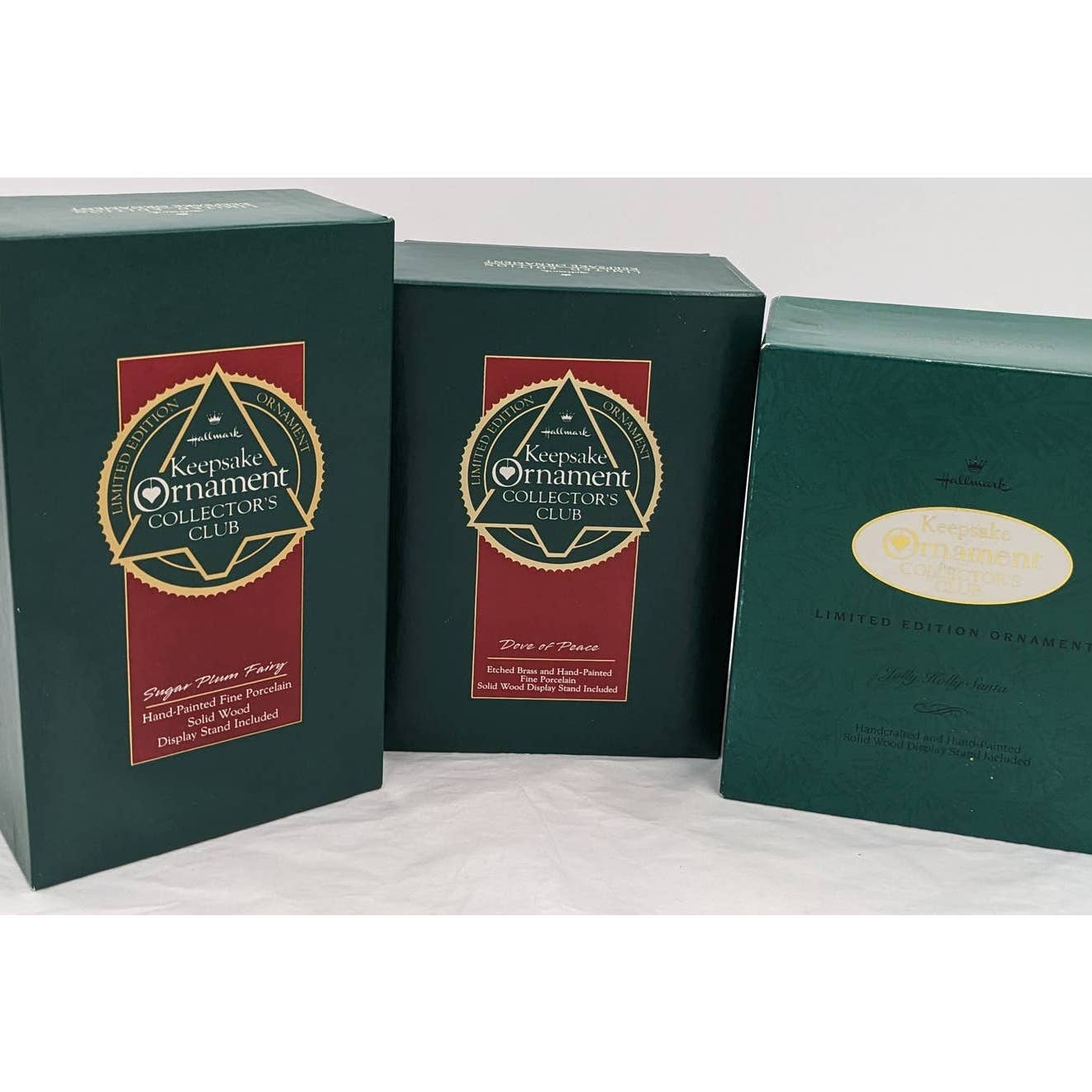 Hallmark Ornaments Vintage Dove Of Peace Fairy Jolly Holly Santa Keepsake W/Box