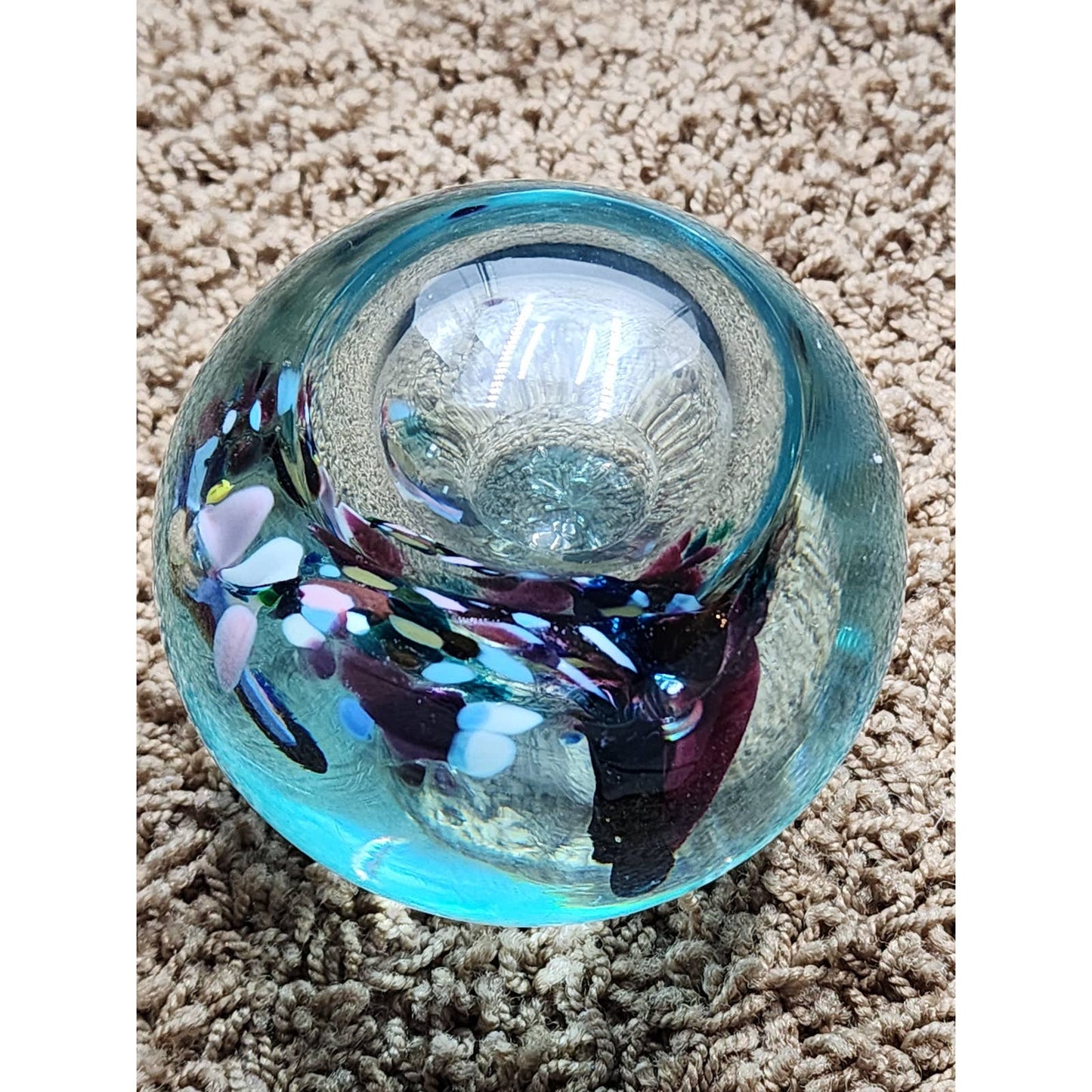 Paperweight Glass Vintage Art Glass Beautiful Multicolor Colorful 3"