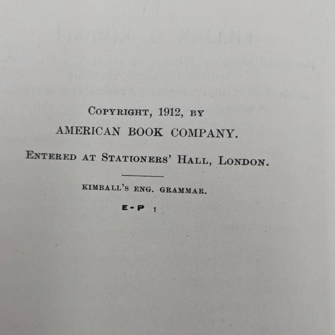 Kimballs English Grammar By Lillian Kimball Antiquarian Teaching Education 1912