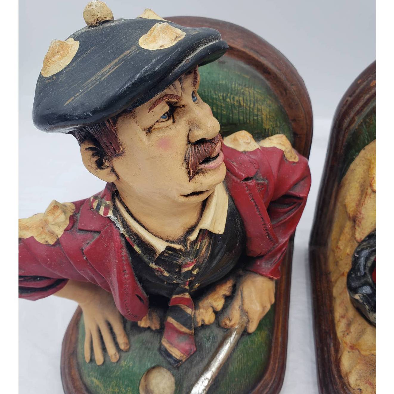 Peter Mook Golfer Book End "The Frustrated" Pair Set of Funny Whimsical Golfing