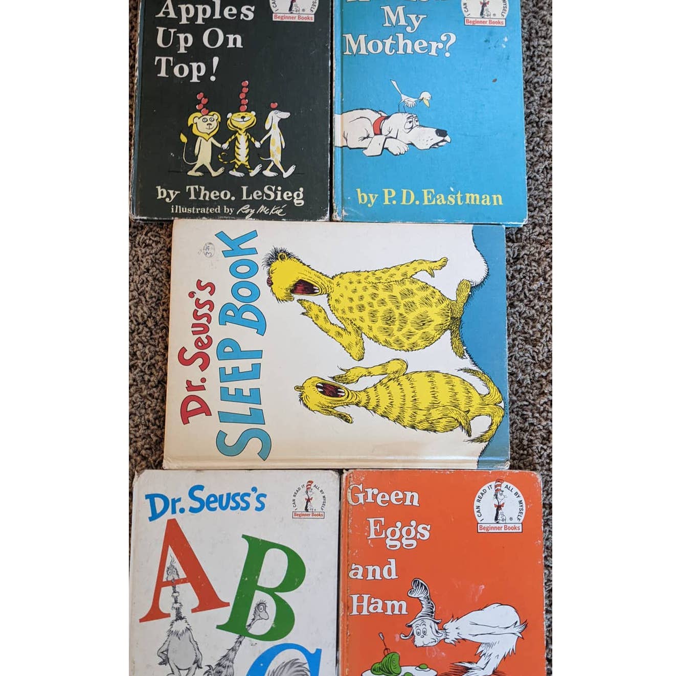 Vintage 1960s Lot 5 Childrens Dr. Seuss Beginner Books Sleep, ABC, Green Eggs