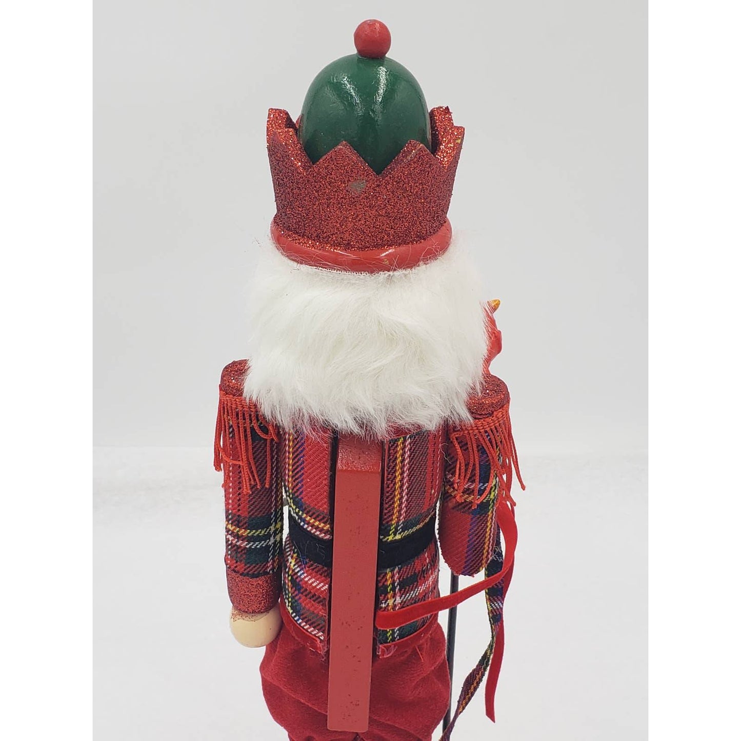 Nutcracker Red Bird Cane Glittered 15" Tall