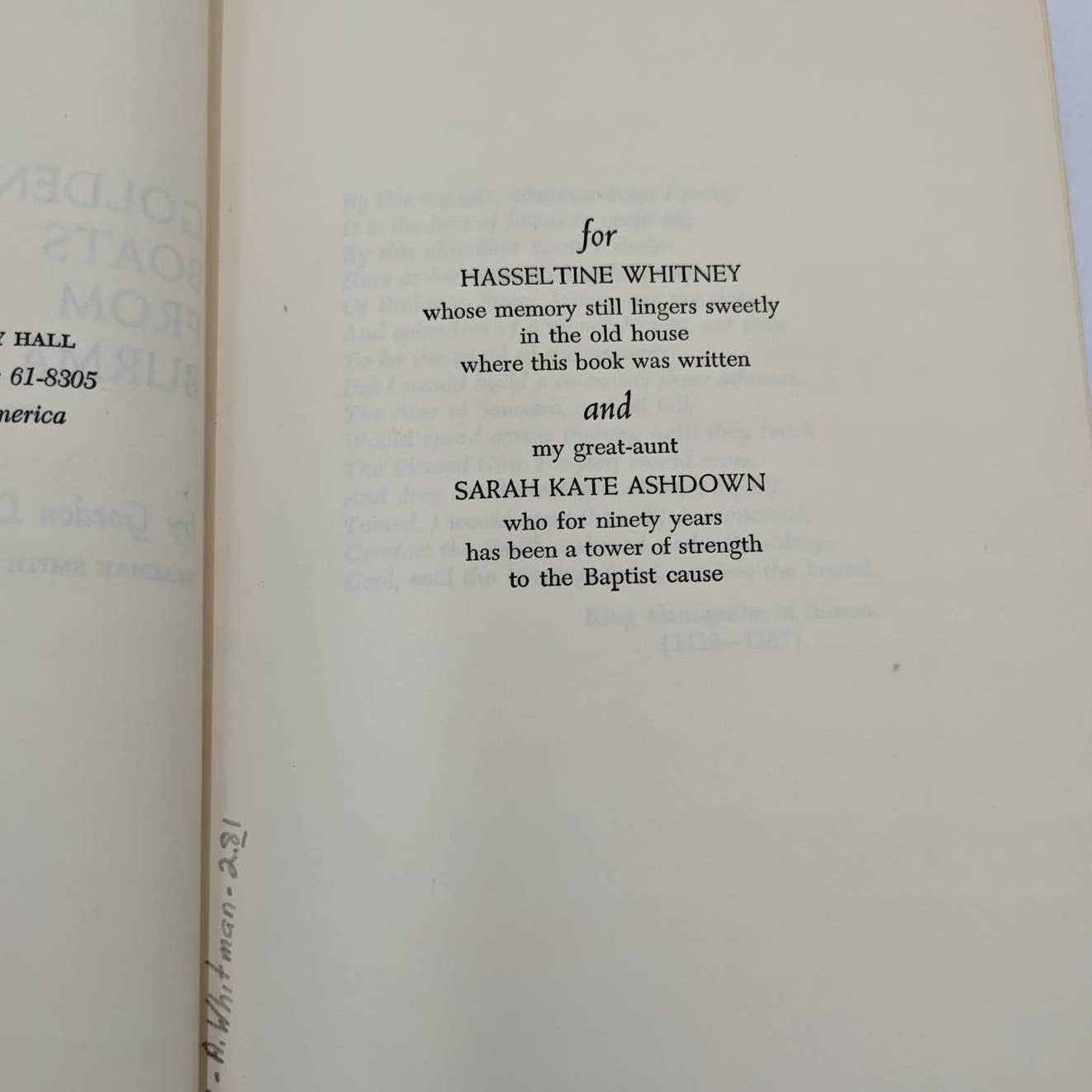 Golden Boats From Burma Life Ann Hasseltine Judson By Gordon Langley Hall 1961