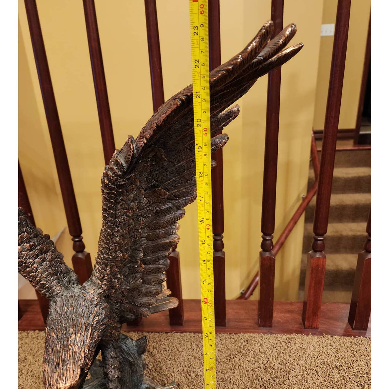 Eagle Sculpture Large Catching Prey Swooping Marian Imports Bronze Plated Resin