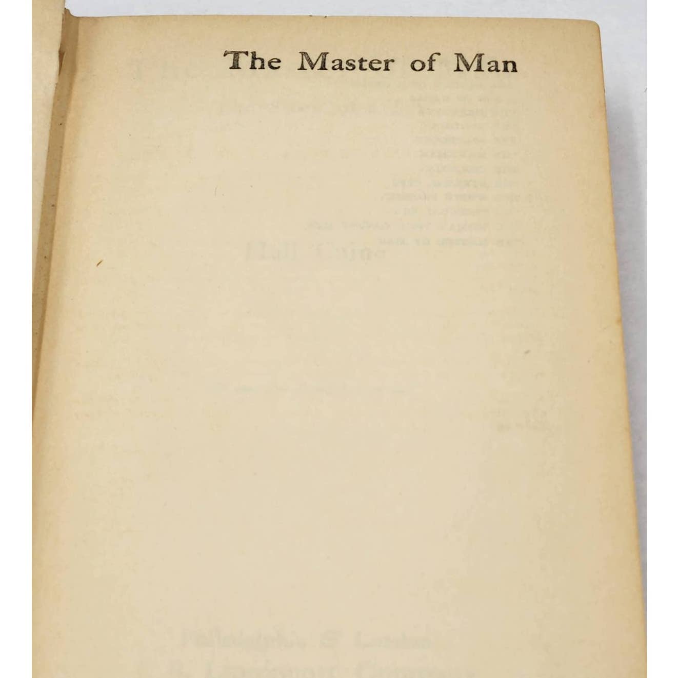 The Master Of Man The Story Of Sin By Hall Caine, Antique Antiquarian Book 1921