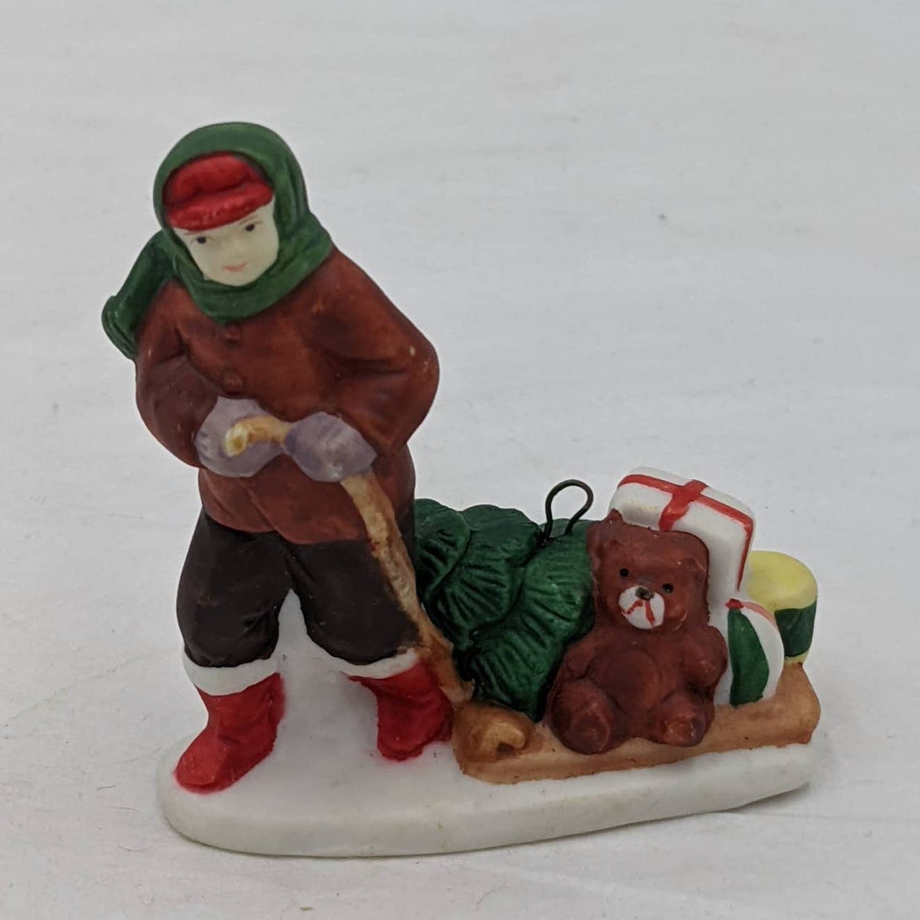 Vintage Christmas Village Figurines Lot 3 Santa, Toys Sled