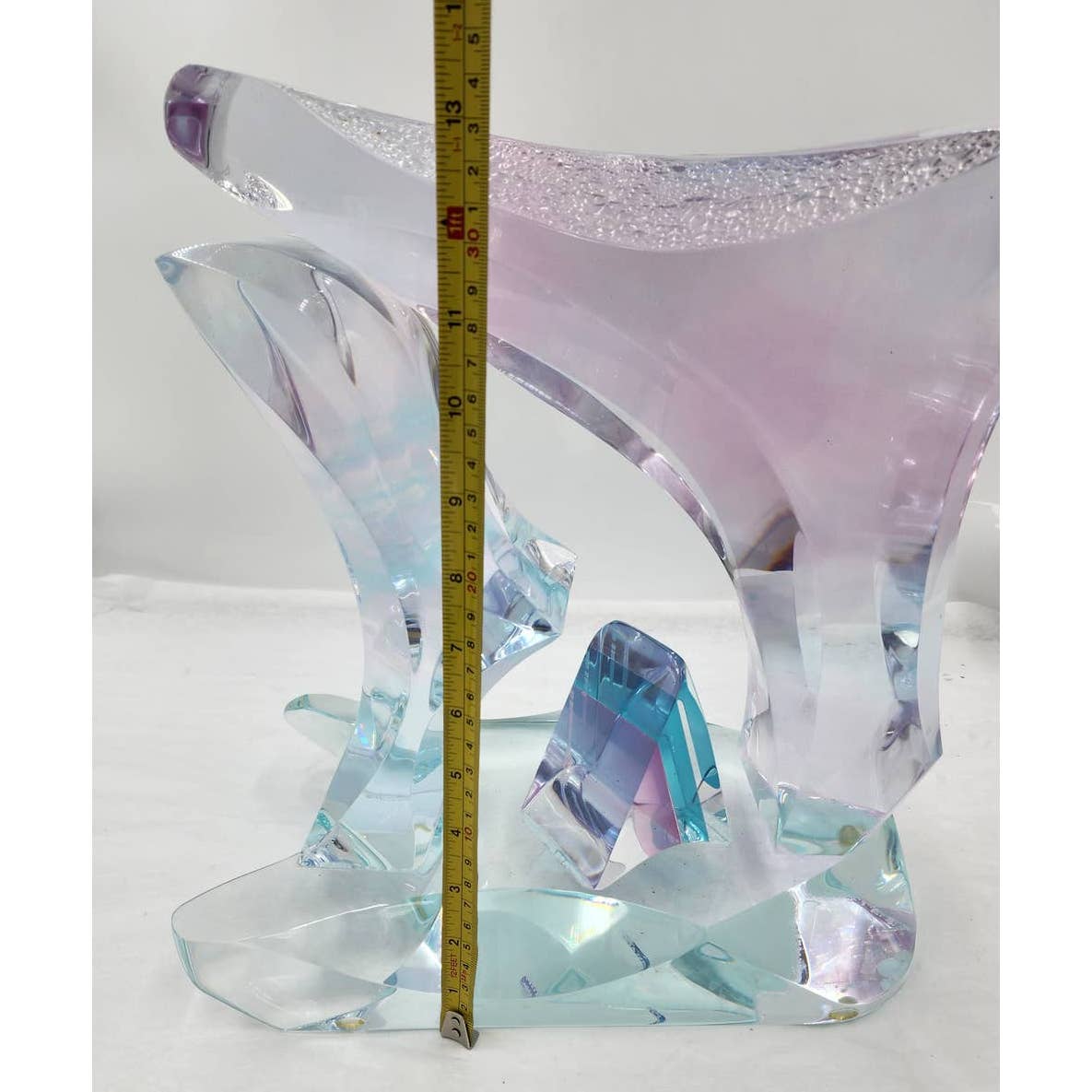 Large Lucite Sculpture Signed Mid Century Modern Multi Colored Acrylic 19lb 13"