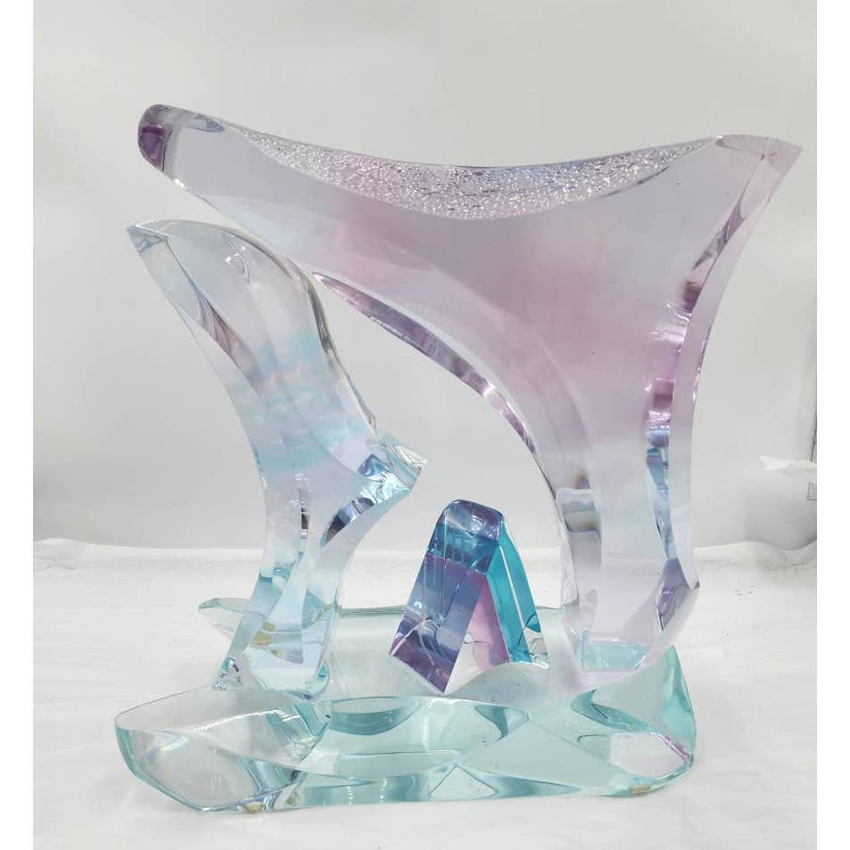 Large Lucite Sculpture Signed Mid Century Modern Multi Colored Acrylic 19lb 13"