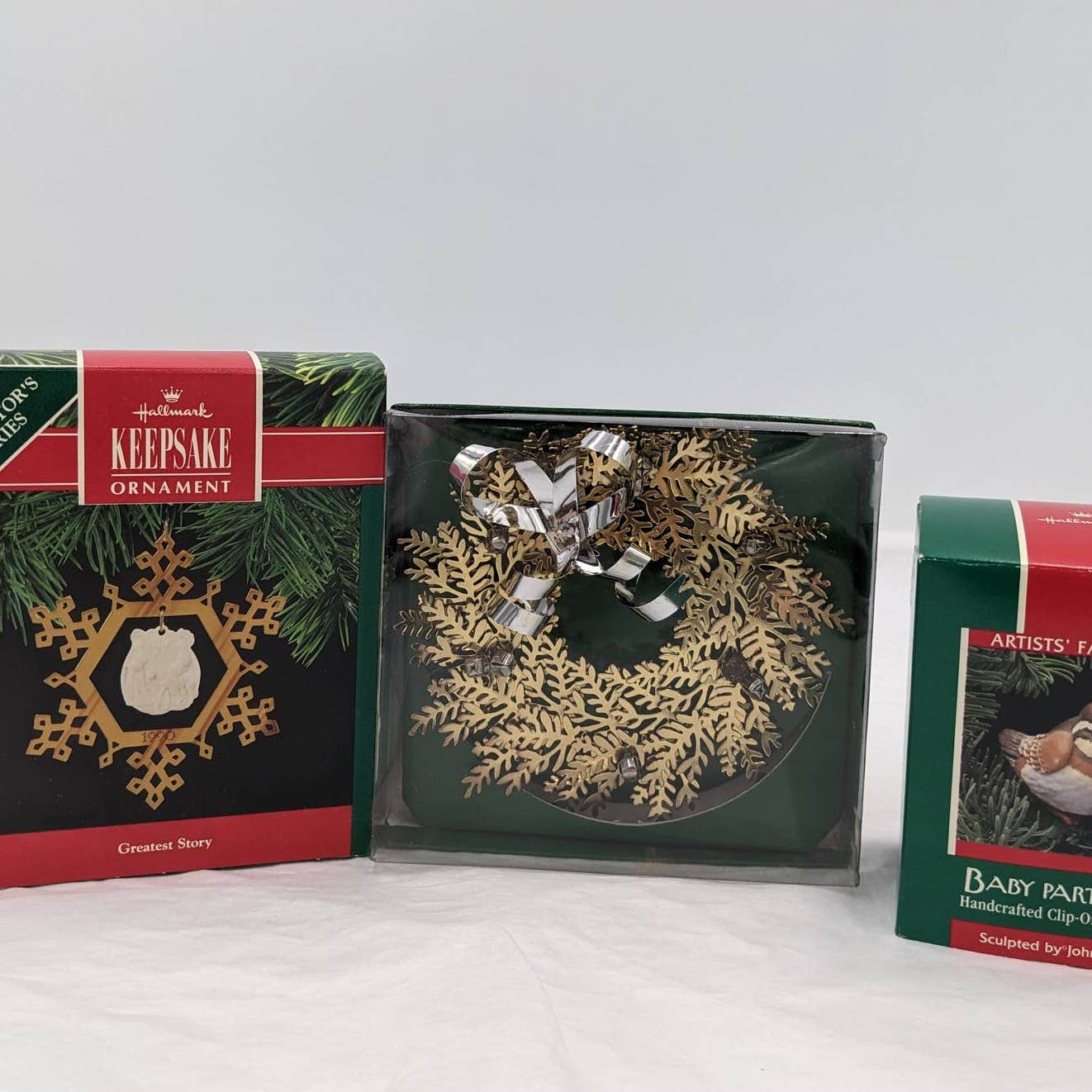 Hallmark Ornaments Vintage Christmas Greatest Story Gratitude Baby Partridge Box