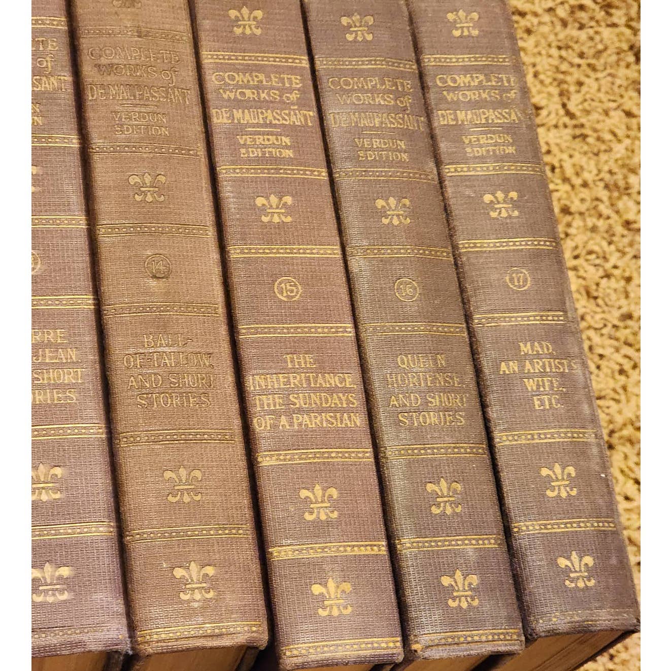 Antiquarian 1917 Complete Works Of Guy De Maupassant Verdun Edition 14 Volumes