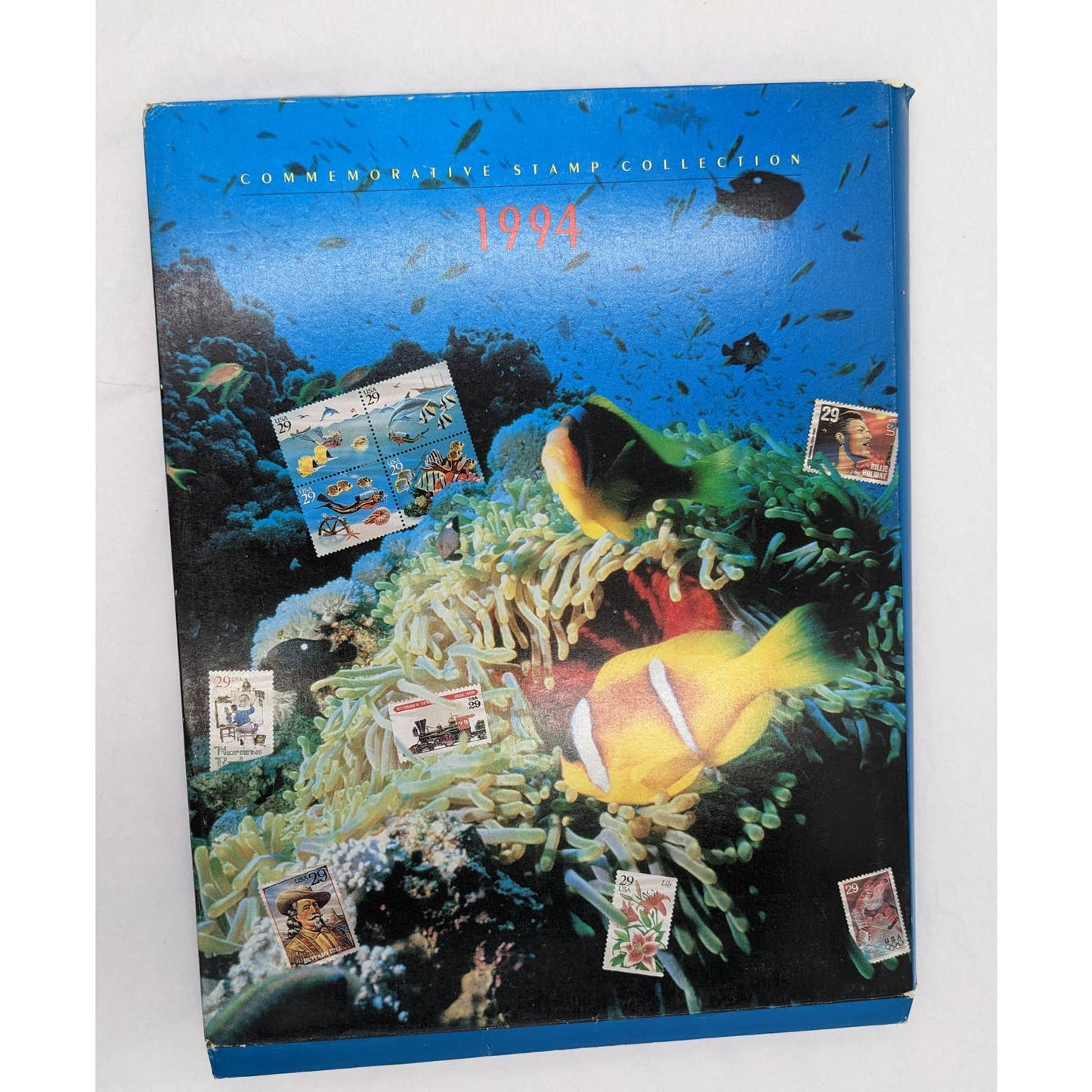 1994 Commemorative Stamp Collection Book Rockwell Moon Landing Steam Locomotives