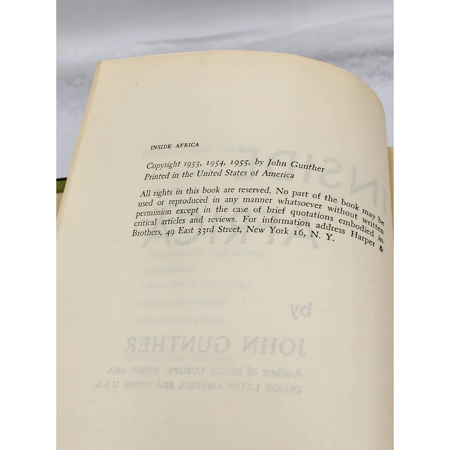 Inside Africa By John Gunther Vintage Book Travel 1955