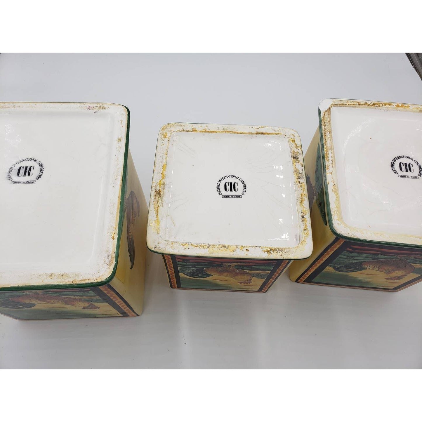 Certified International Rooster Cannisters, Set of 3