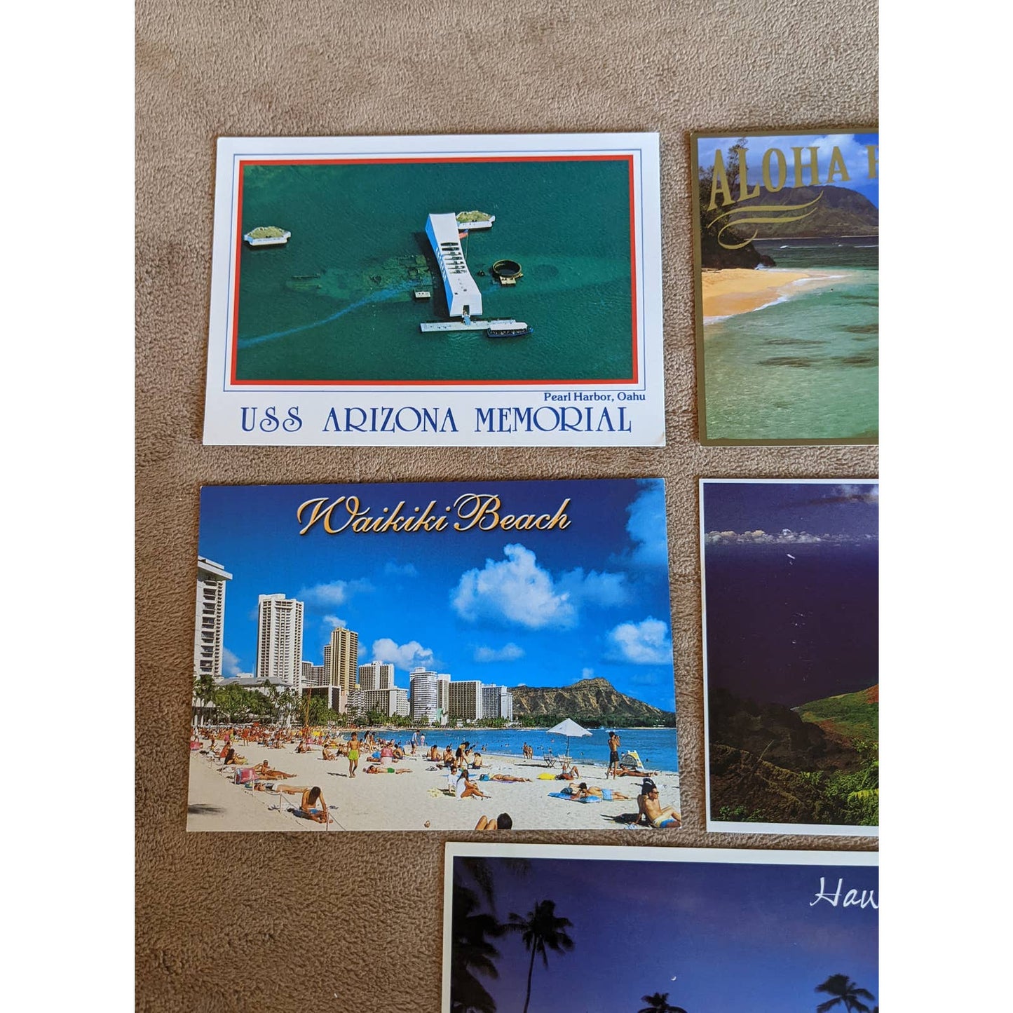 Vintage Hawaii Postcard Lot Waikiki, Kalalau, USS Arizona Memorial Pearl Harbor