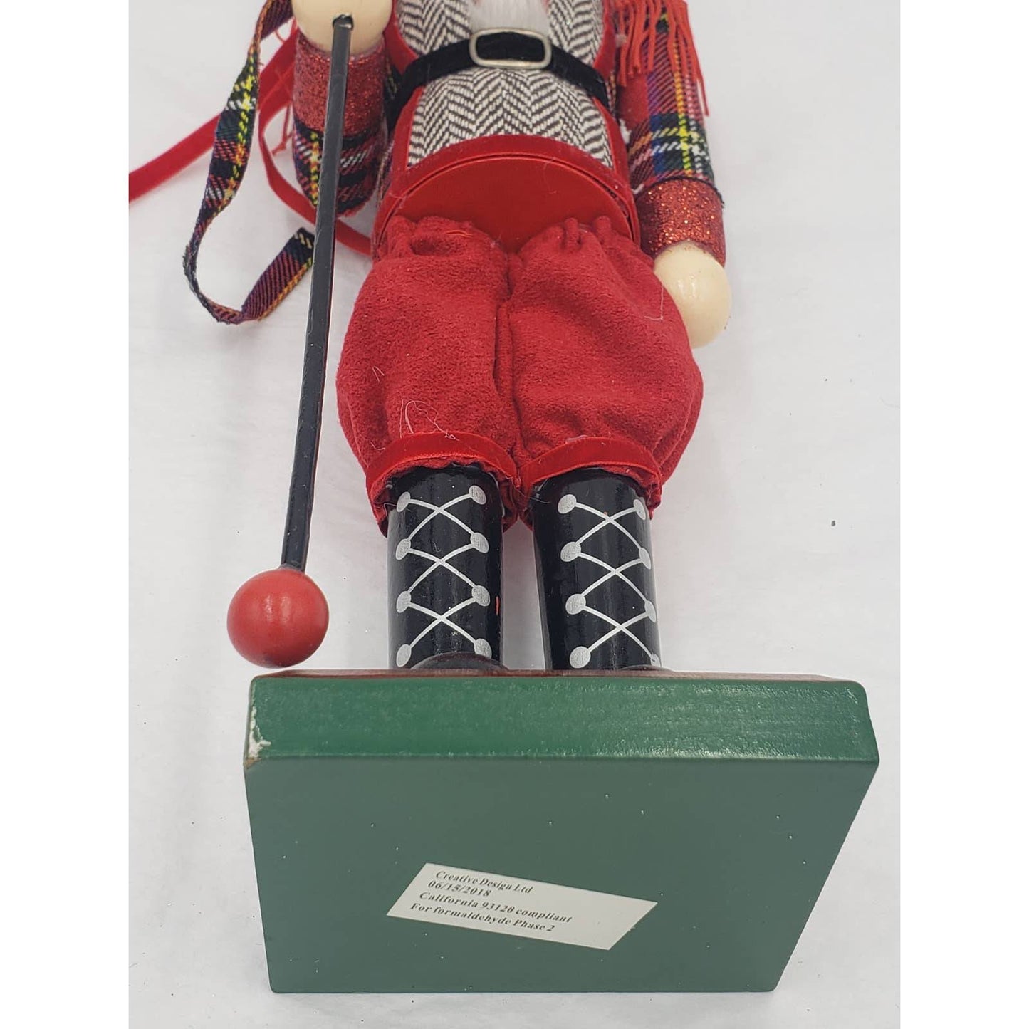 Nutcracker Red Bird Cane Glittered 15" Tall