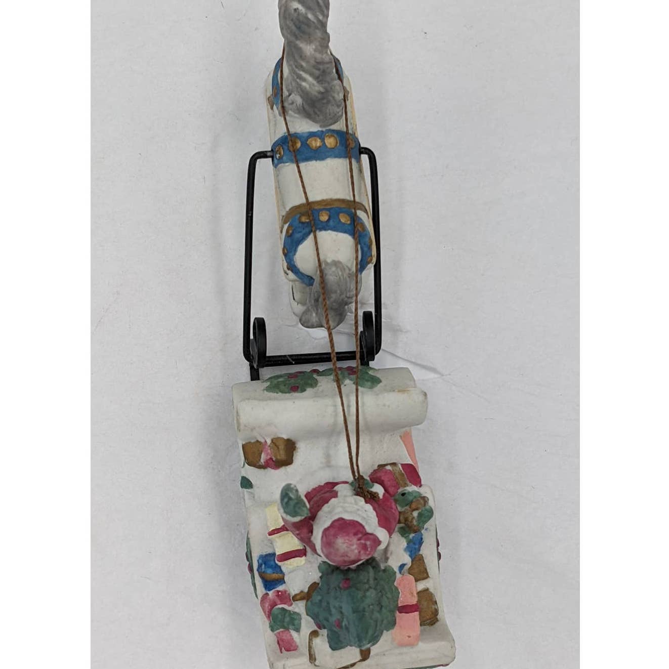 Set of 2 Christmas Figurines Waving Santa Present Carriage Horse