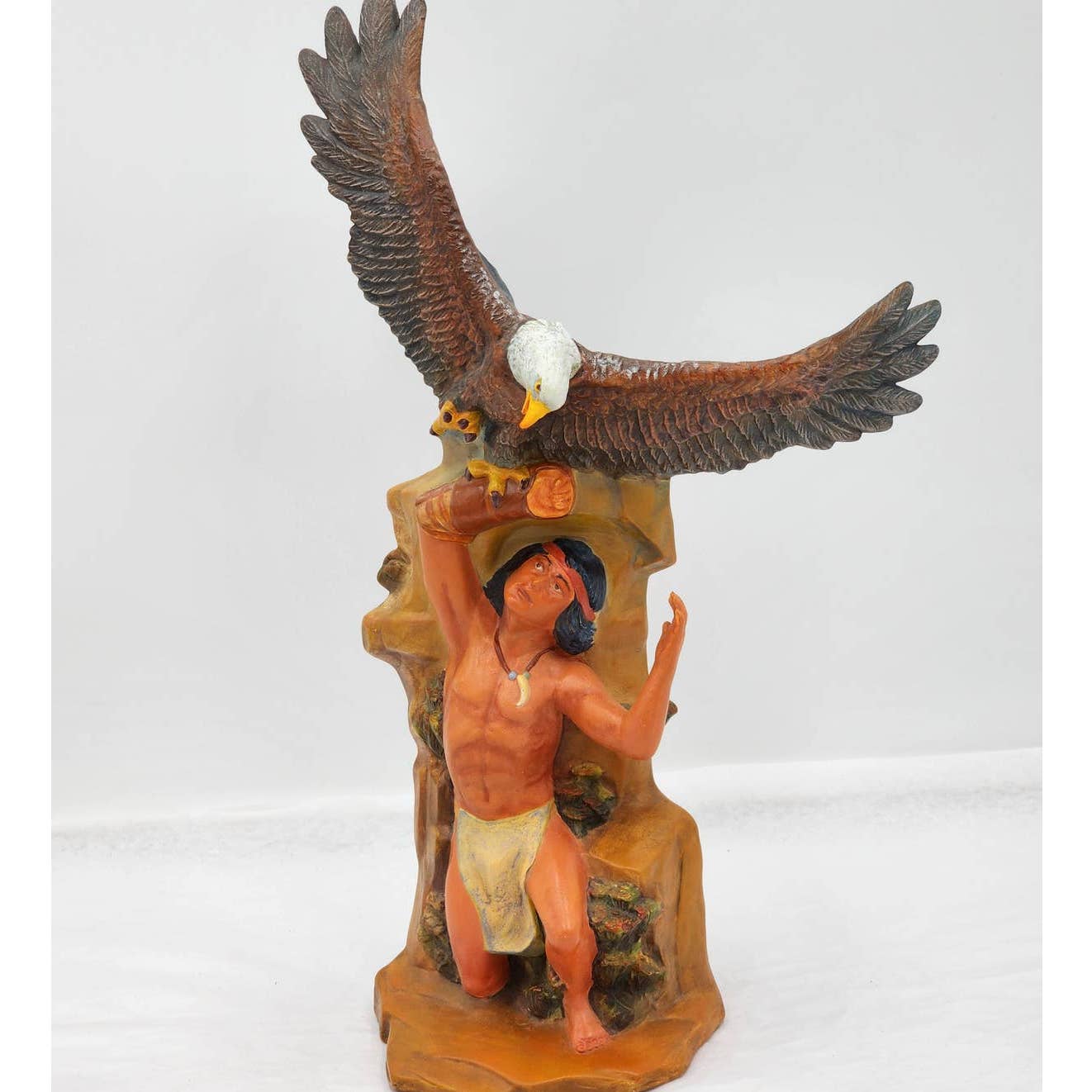 Southwestern Native American Style Indian Eagle Whitewater Ceramic Vintage 15"