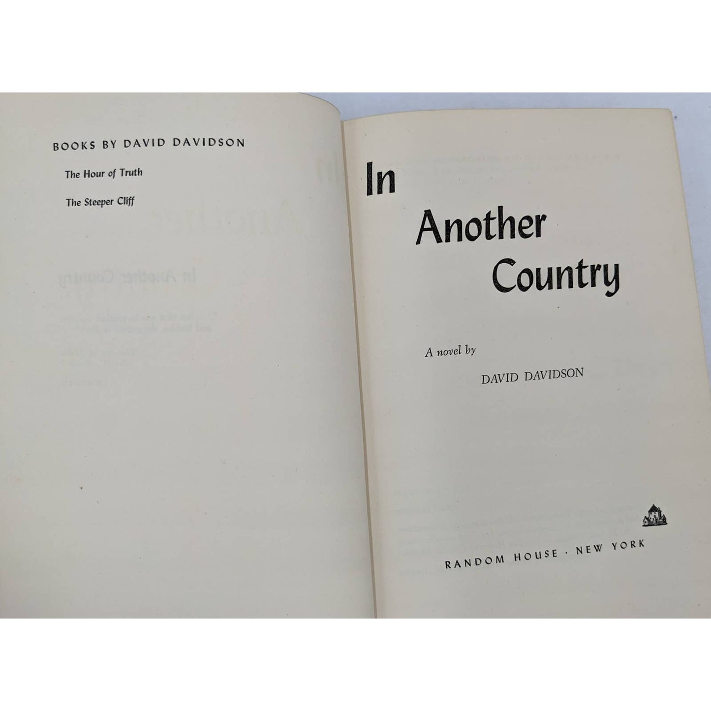 In Another Country By David Davidson First Printing Vintage Novel 1950
