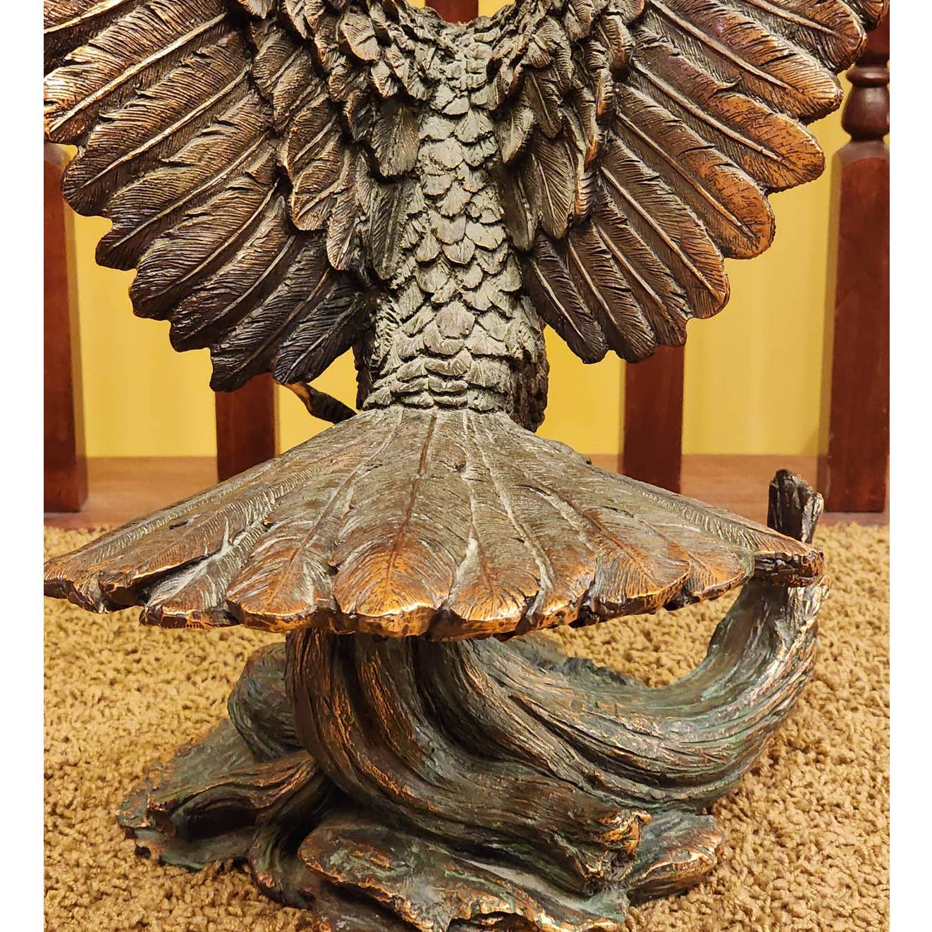Eagle Sculpture Large Catching Prey Swooping Marian Imports Bronze Plated Resin