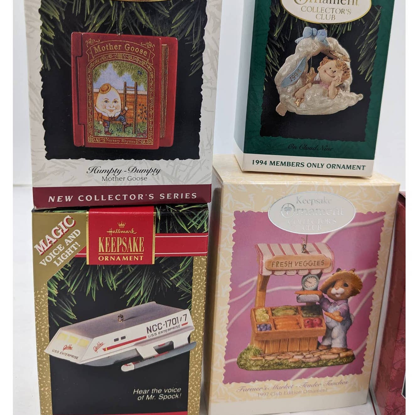 Hallmark Ornaments Superman Shuttlecraft Galileo Farmers Market Keepsake W/Boxes