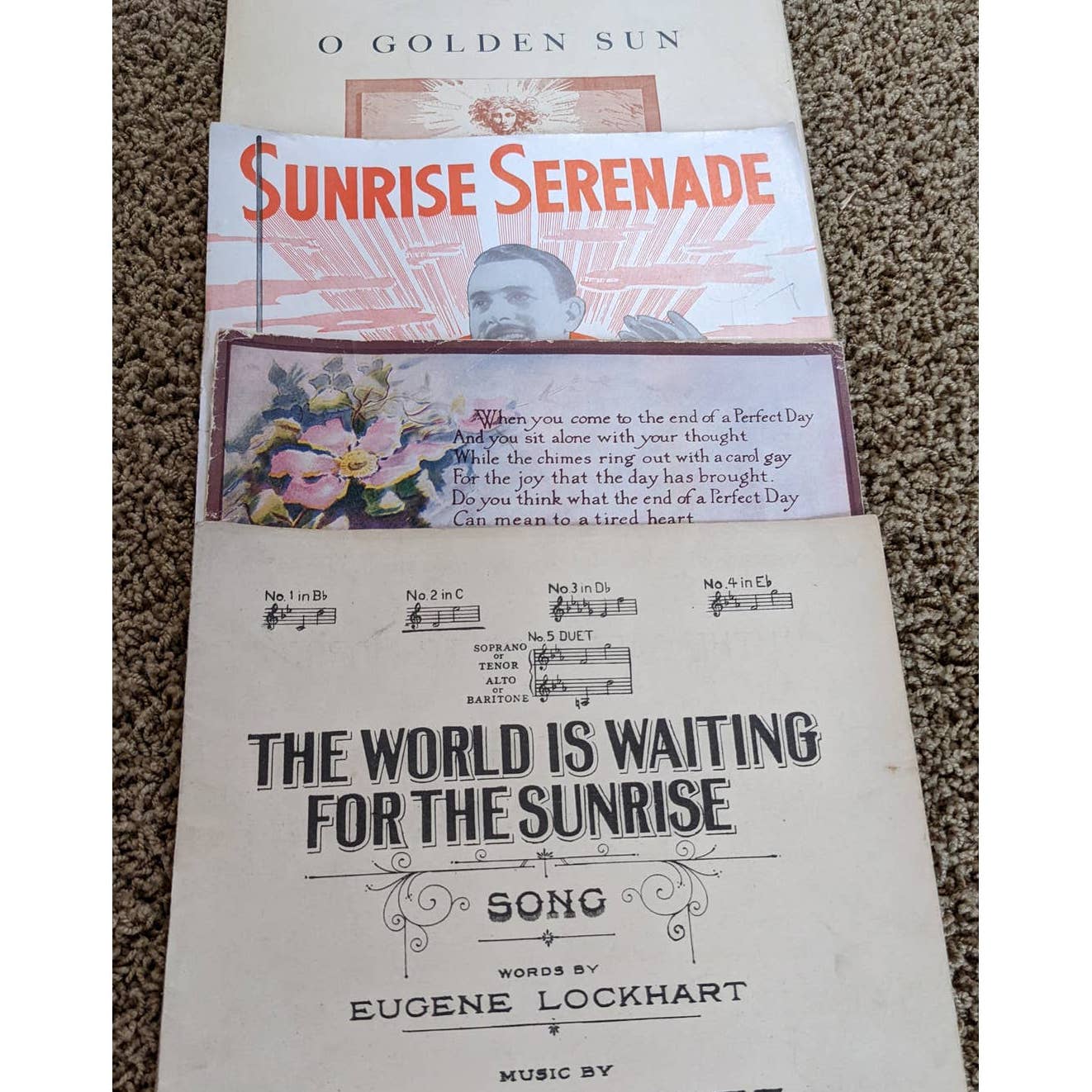 Vintage 1901-1940 Lot 5 Sheet Music Summertime, O Golden Sun, Sunrise Serenade