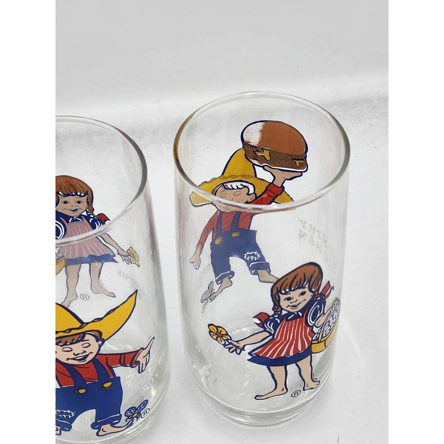 Pepsi Country Kitchen Country Gal Country Boy Advertising Drinking Glasses Set 4
