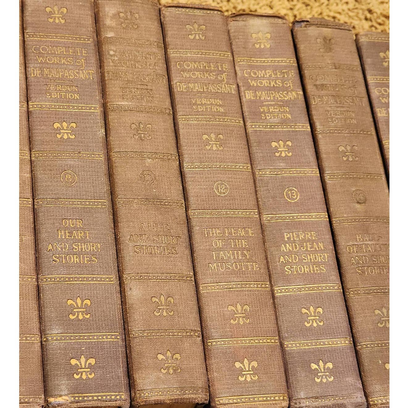 Antiquarian 1917 Complete Works Of Guy De Maupassant Verdun Edition 14 Volumes