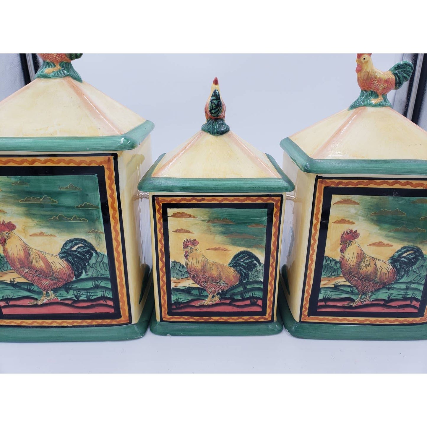 Certified International Rooster Cannisters, Set of 3