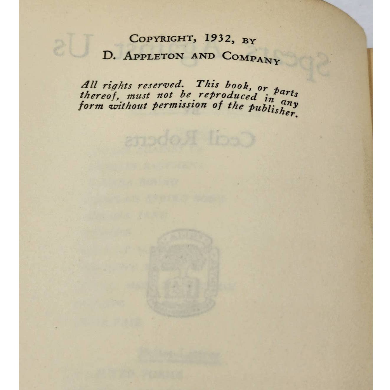 Spears Against Us By Cecil Roberts Hardcover Early Edition Novel Vintage 1932