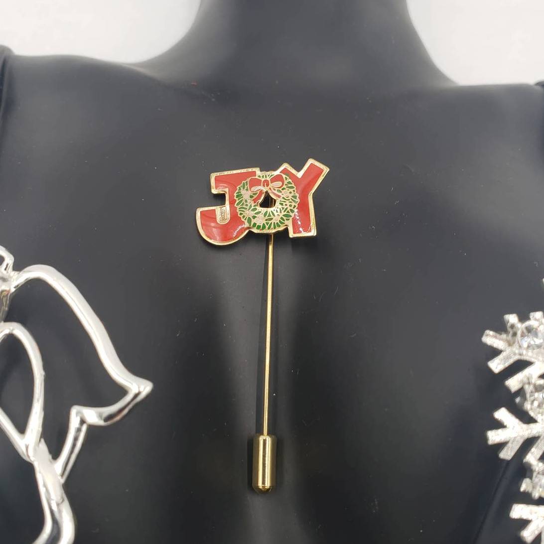 Merry Christmas Brooch Lot of 4 Joy Stickpin, Angel, Snowflake, Three Wise Man