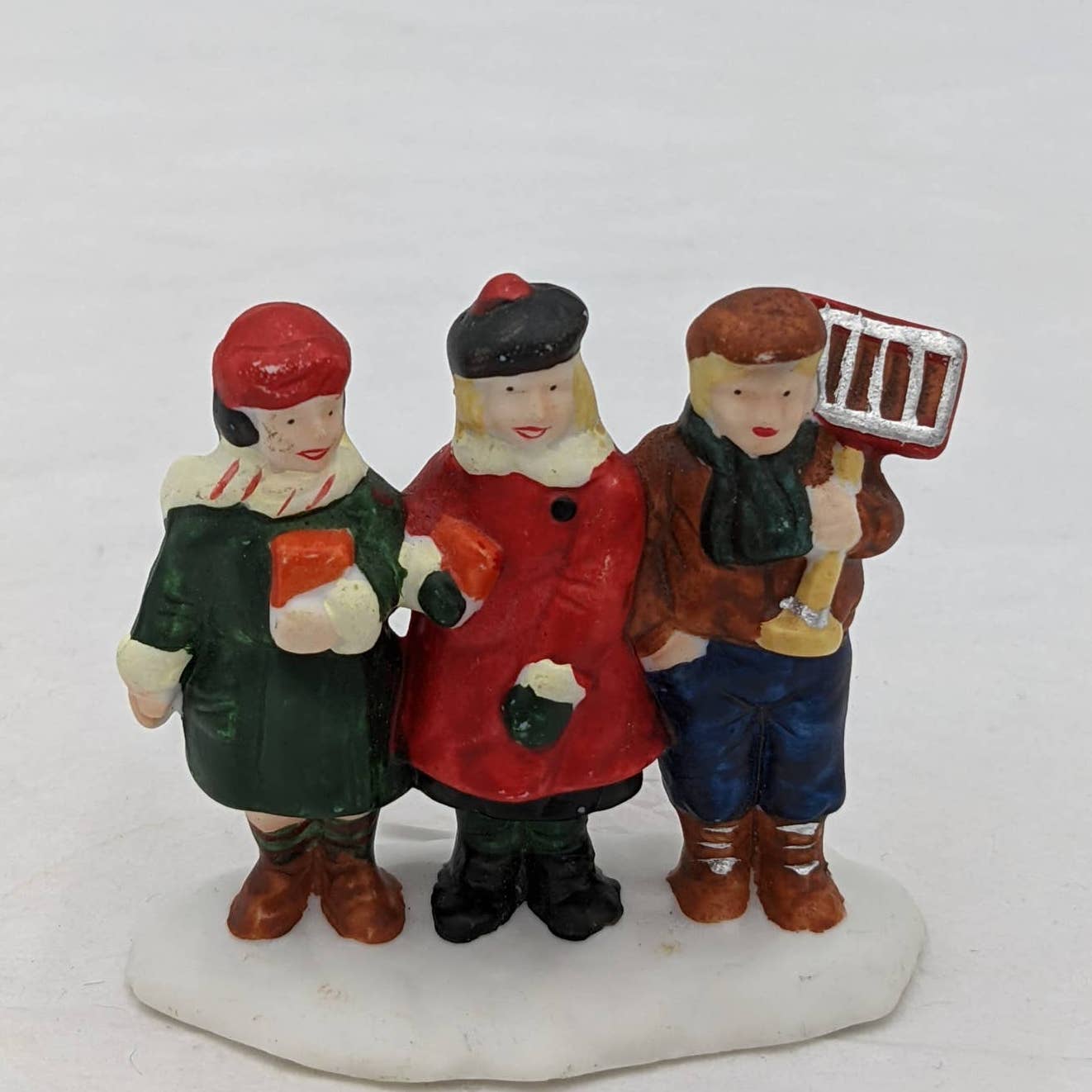 Vintage Christmas Village Figurines Lot 3 Santa, Toys Sled