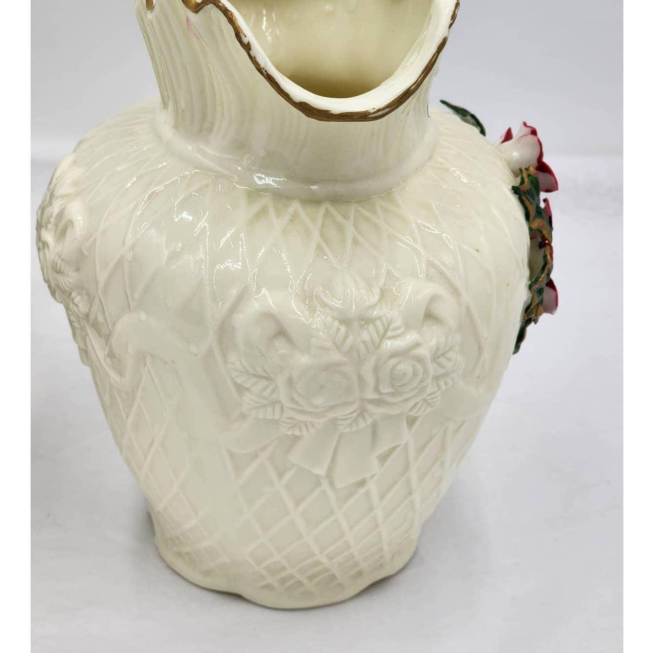 Crown Pitcher Poinsettia Pitcher Glazed Jade Christmas Set Of 2