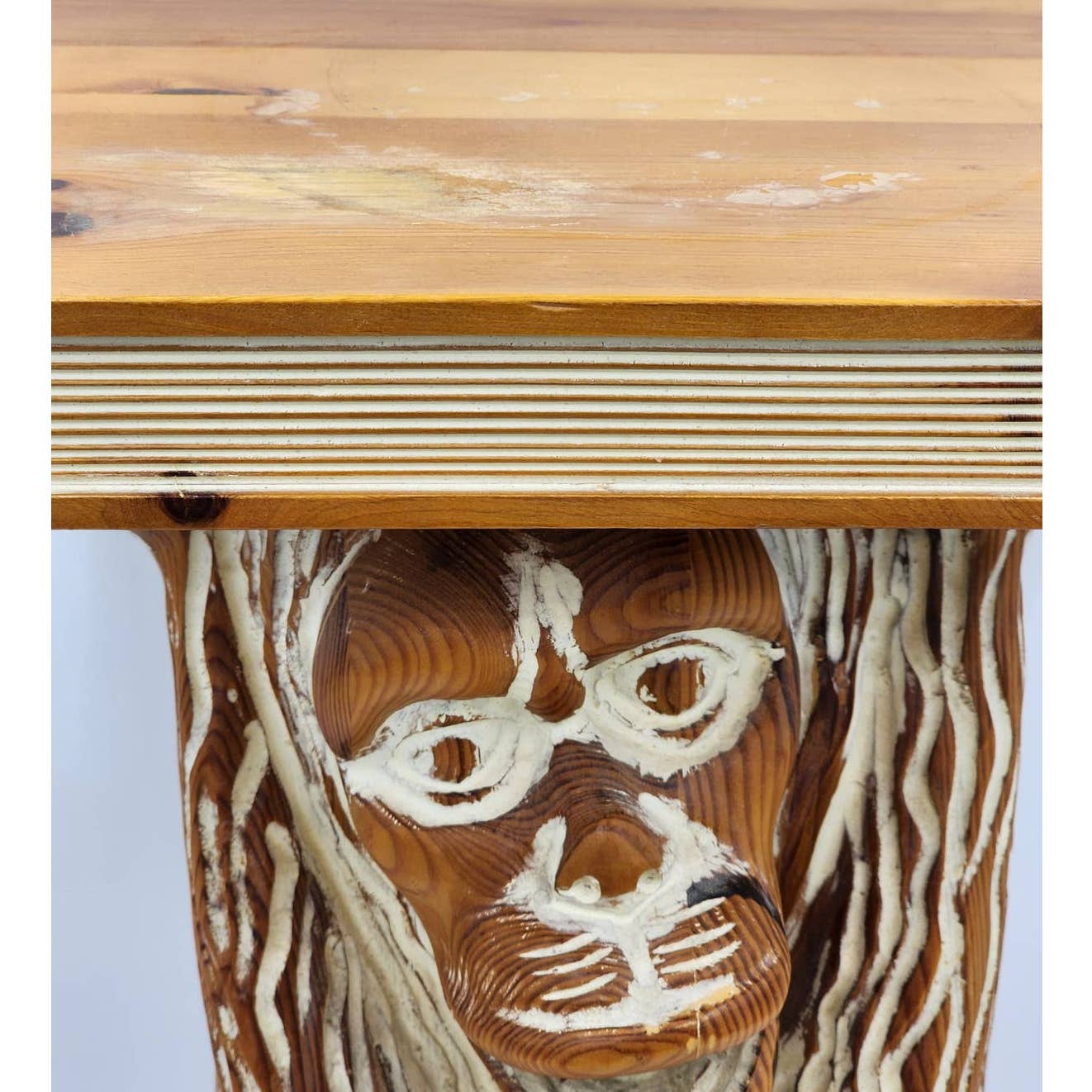 Monkey Vintage Side Table Book End Table Carved Wood Large Planter Spain 20"