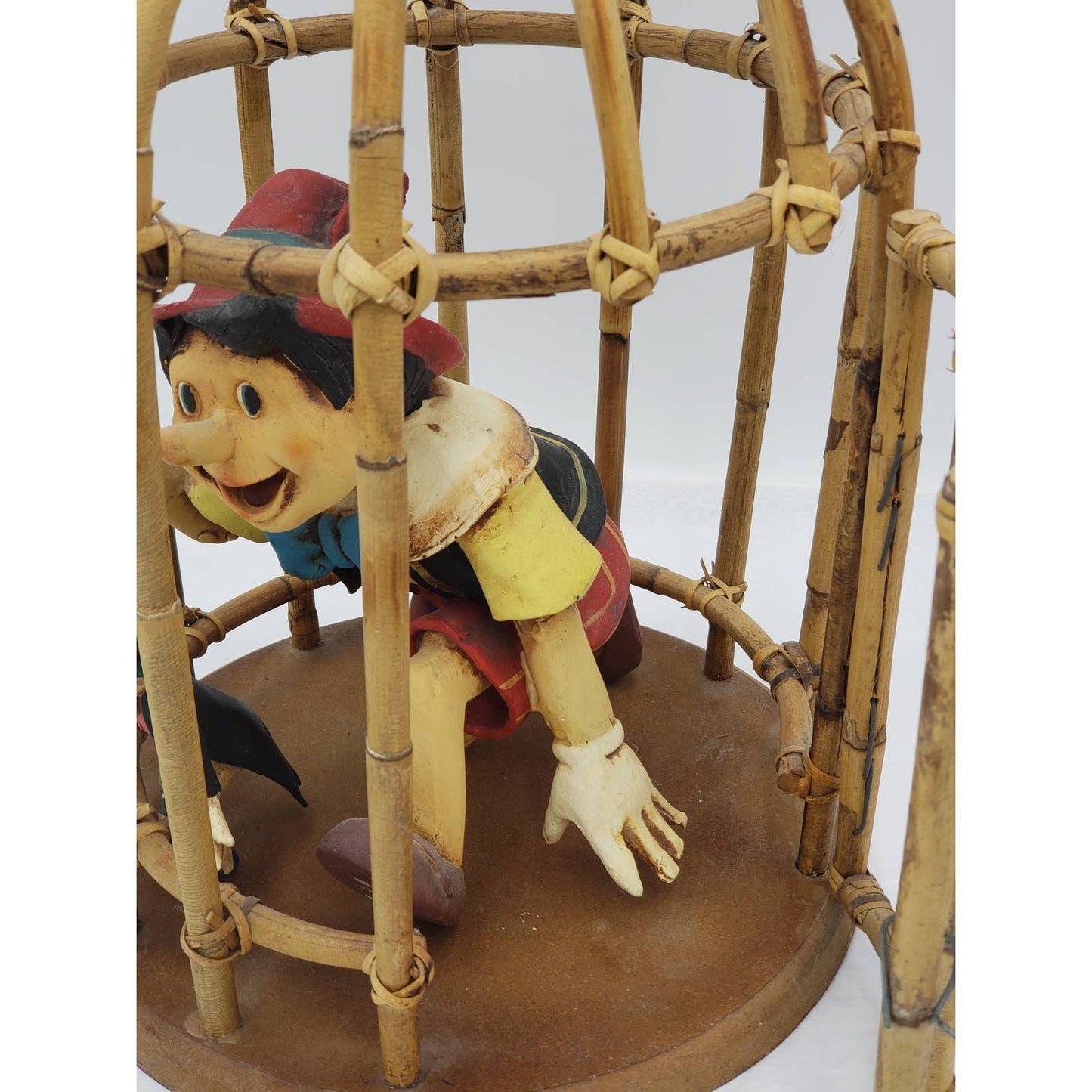 VTG Rare Walt Disney Pinocchio Jiminy Cricket Bamboo Cage that Opens and Hangs