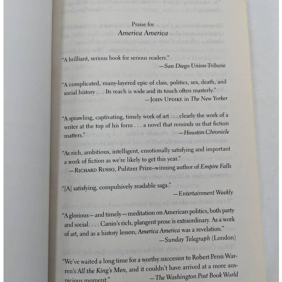 America America By Ethan Canin Novel Paperback Best Selling Book