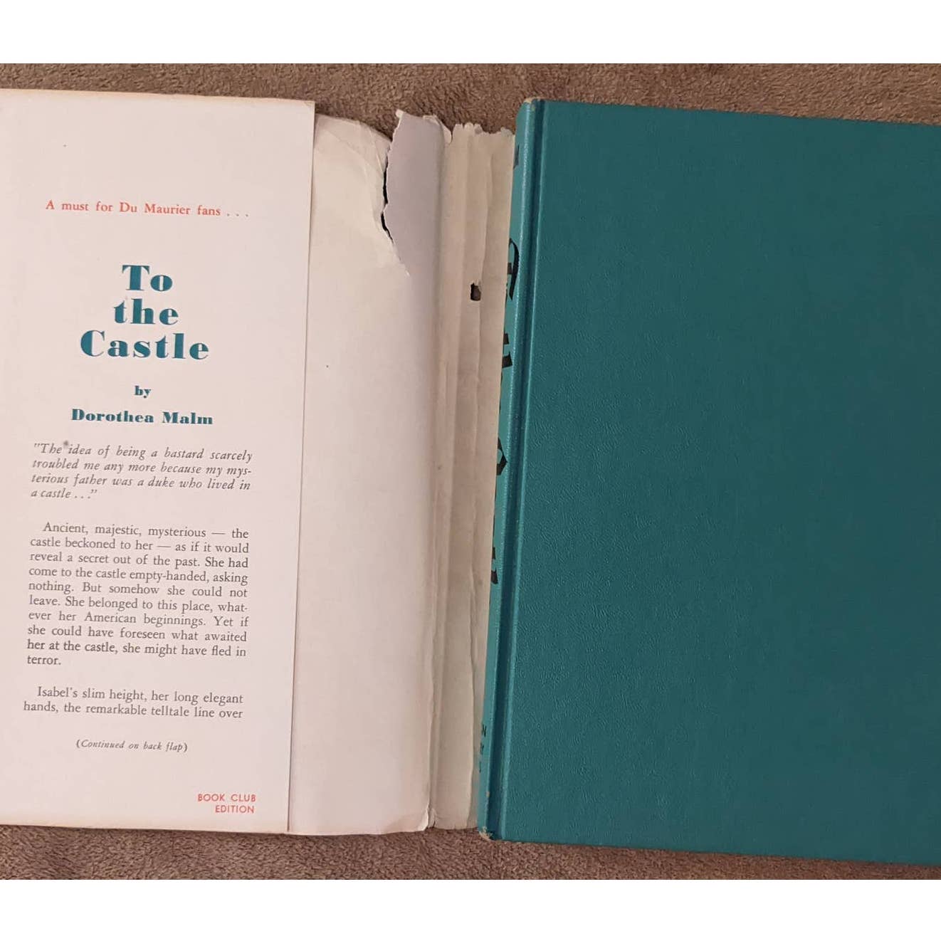 Vintage To The Castle 1957 Book By Dorothea Malm "A Must For Du Maurier Fans"
