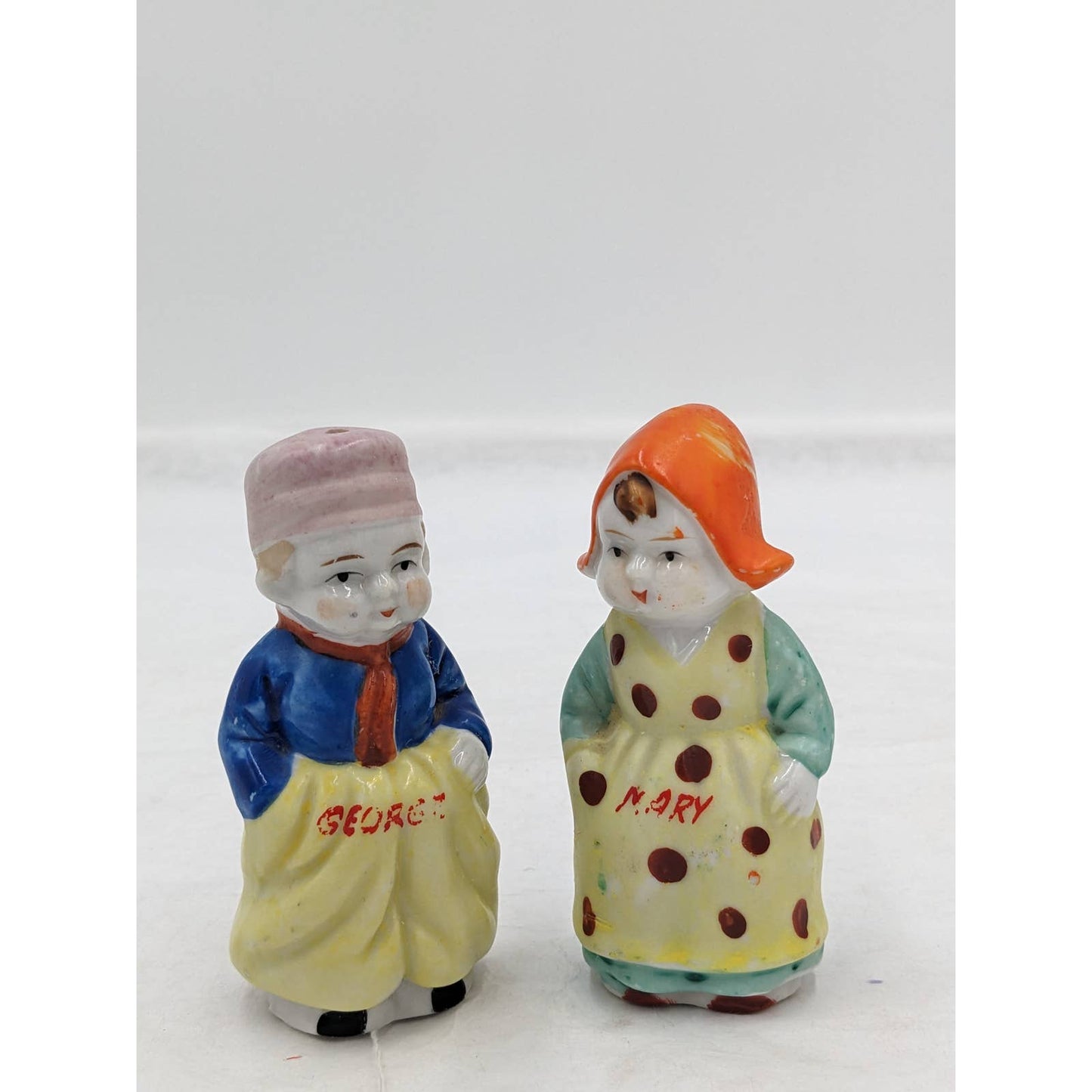 Vintage George And Mary Salt And Pepper Shaker Pair Set Adorable