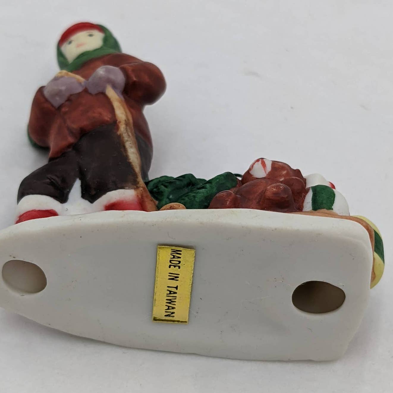 Vintage Christmas Village Figurines Lot 3 Santa, Toys Sled