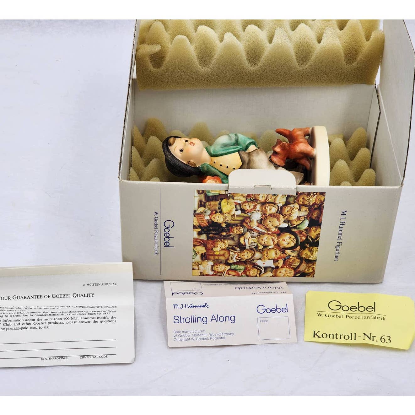 Vintage Goebel 1984 MJ Hummel Strolling Along With Box Hum 5 #988 W. Germany